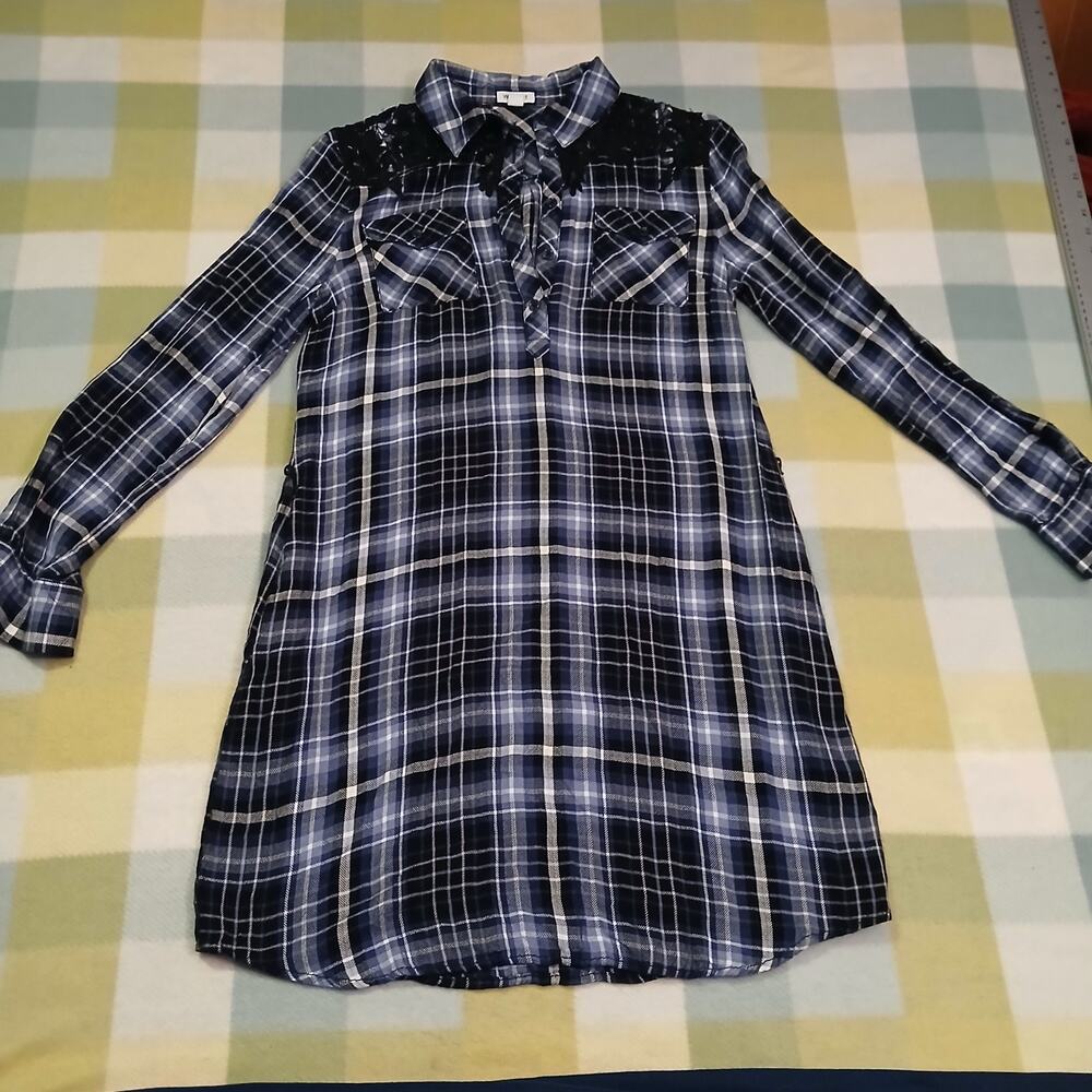 Womens Blue Plaid Western T-Shirt Dress from Westport Size 8